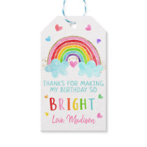 Rainbow Cloud Hearts Pink Gold Birthday Gift Tags
