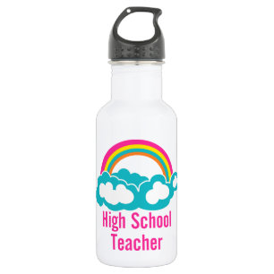 Rainbow Cloud High School Teacher Water Bottle