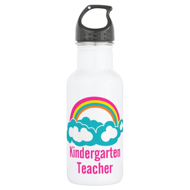 Rainbow Cloud Kindergarten Teacher Stainless Steel Water Bottle (Front)