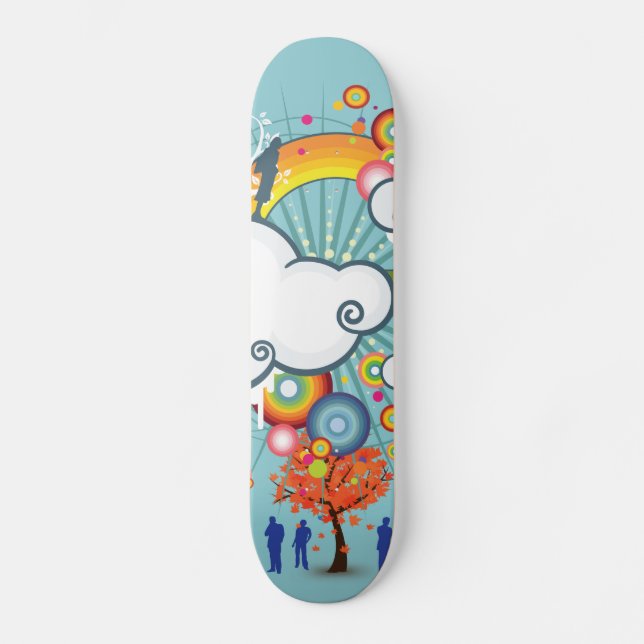 Rainbow Cloud People Skateboard Deck (Front)