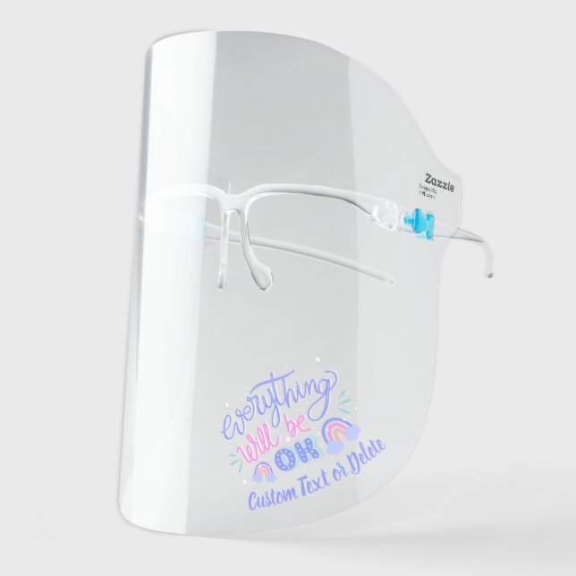 Rainbow Cloud Positive Message Things Will be Okay Face Shield (Front Left)