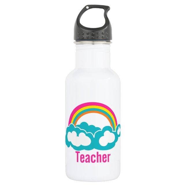 Rainbow Cloud Teacher Stainless Steel Water Bottle (Front)