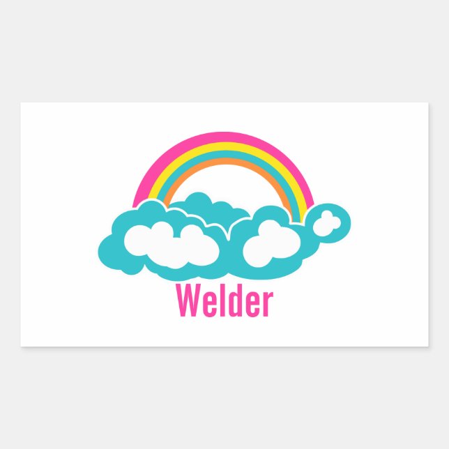 Rainbow Cloud Welder Rectangular Sticker (Front)