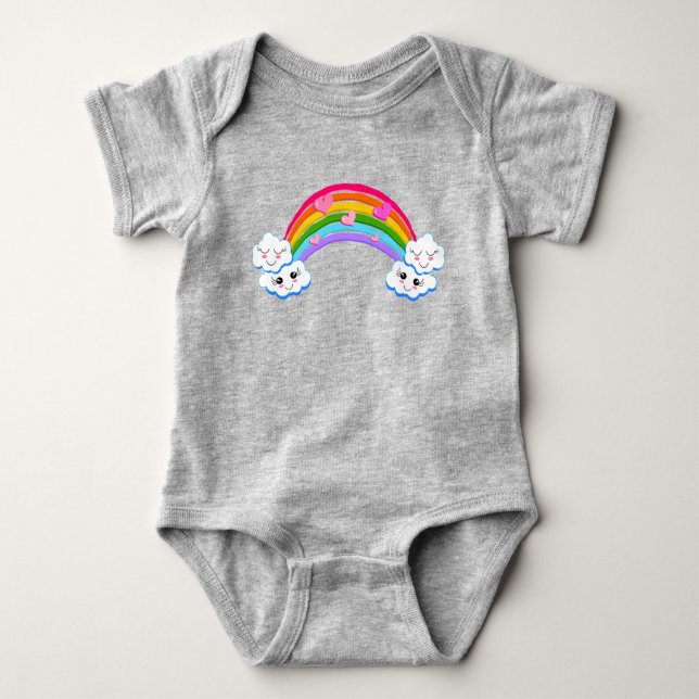 Rainbow Clouds Baby Bodysuit (Front)
