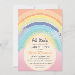 Rainbow Clouds Baby Shower Customize Egg Frame  Invitation