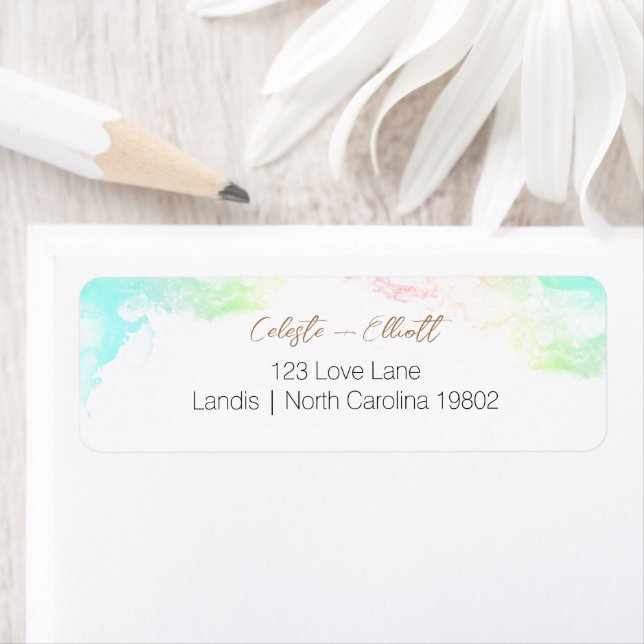 Rainbow Clouds Baby Shower Return Address Label (Insitu)