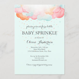 Rainbow Clouds Blue Baby Sprinkle Invitation