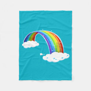 Rainbow Clouds Colorful Glitter Shiny Whimsical Fleece Blanket