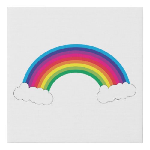 Rainbow Clouds Colorful Pretty Faux Canvas Print