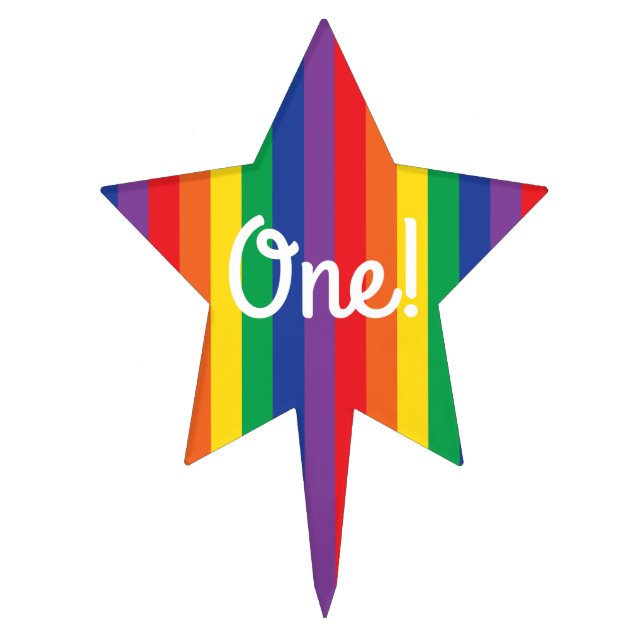 Rainbow & Clouds Cute 1st Birthday Party Cake Topper (Front)