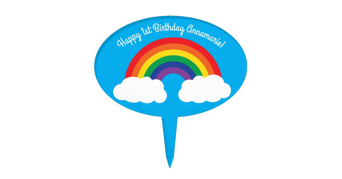 Rainbow Clouds Cute 1st Birthday Party Cake Topper Zazzle Com