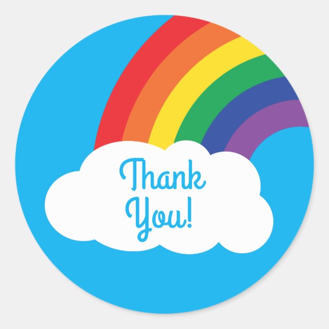 Rainbow & Clouds Cute 1st Birthday Party Classic Round Sticker (Front)