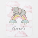 Rainbow &amp; Clouds Elephant Watercolor Little Girl Baby Blanket at Zazzle