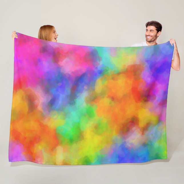 Rainbow Clouds Fleece Blanket (In Situ)