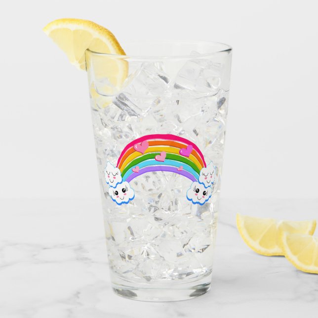 Rainbow Clouds Glass Tumbler (Front Ice)