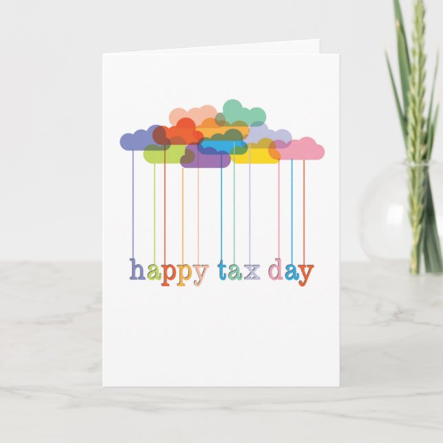 Rainbow Clouds Happy Tax Day Card (Front)