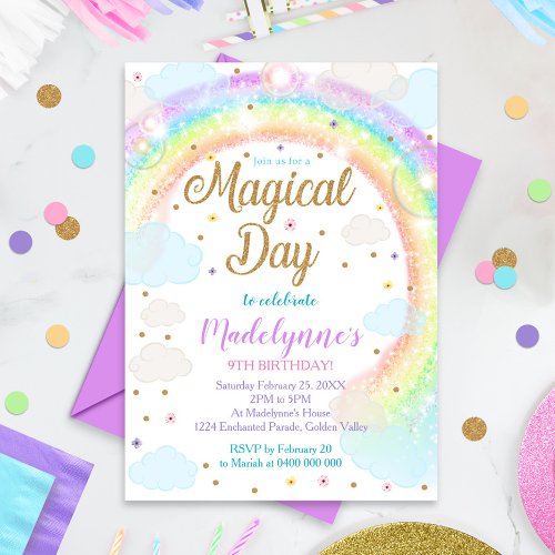 Rainbow Clouds Invitation Magical Day