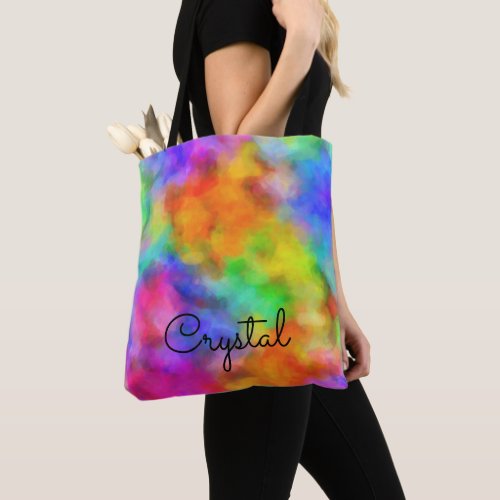 Rainbow Clouds Name Template Tote Bag