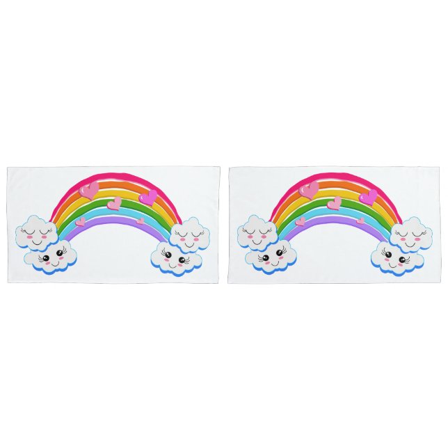 Rainbow Clouds Pillowcases (Front-Set)