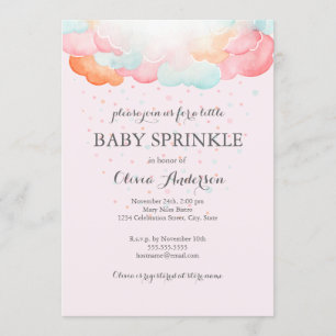 Rainbow Clouds Pink Baby Sprinkle Invitation