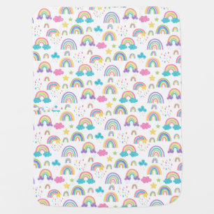 Rainbow Clouds Pink Blanket