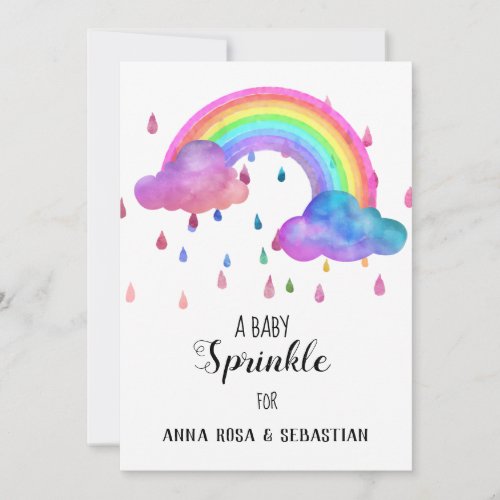 *~* Rainbow Clouds Rain Drops  Sprinkle Invitation