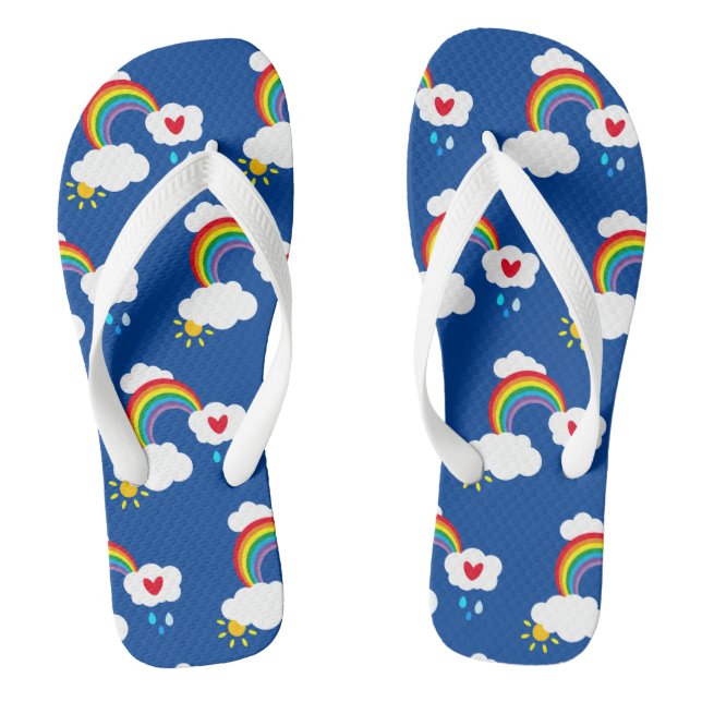 Rainbow, Clouds, Rain & Sun Flip Flops (Footbed)