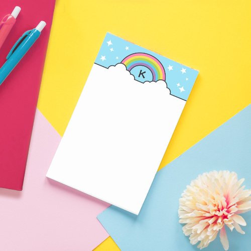 Rainbow Clouds  Stars Monogram Post_it Notes