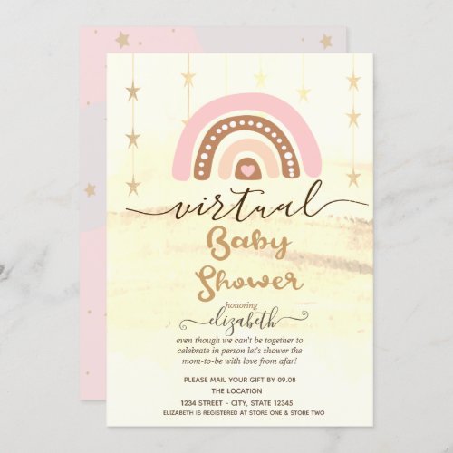 RainbowClouds Stars Virtual Baby Shower Invitation