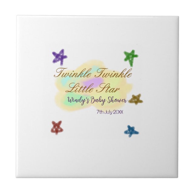 Rainbow clouds twinkle Twinkle Little Star baby Ceramic Tile (Front)