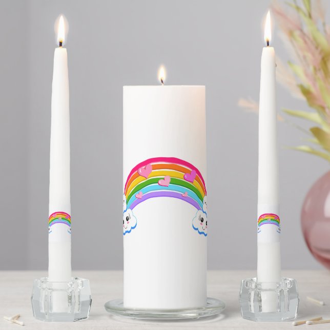 Rainbow Clouds Unity Candle Set (In Situ)