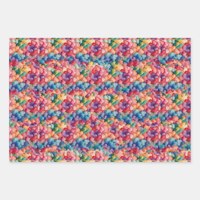 Rainbow Clouds Wrapping Paper Sheets (Front)