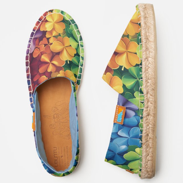 Rainbow Clover Shamrock Espadrilles – Bold (Side)