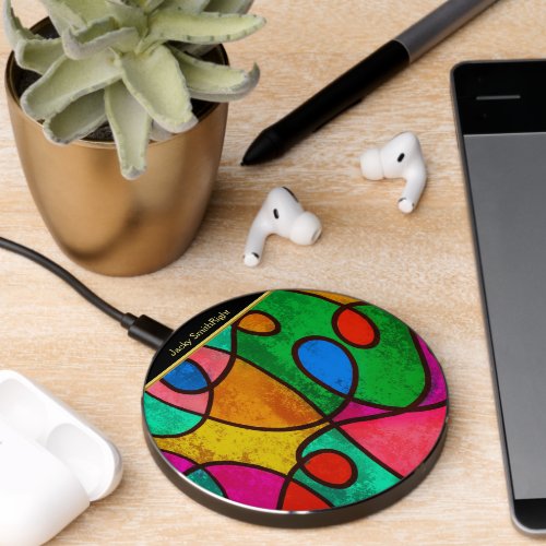 Rainbow clown color designs Fractal Abstract  Wireless Charger