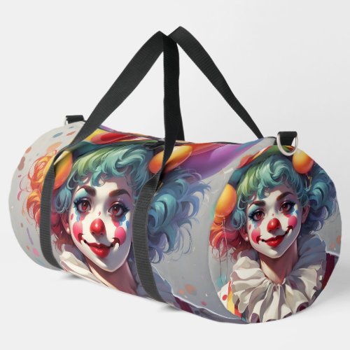 Rainbow Clowns Fun Happy Large Duffel Bag