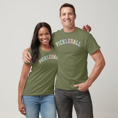 Rainbow Collegiate Style Pickleball Lovers T_Shirt