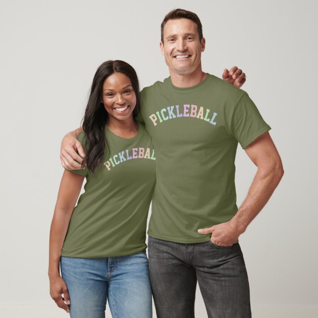 Rainbow Collegiate Style Pickleball Lovers T-Shirt (Unisex)