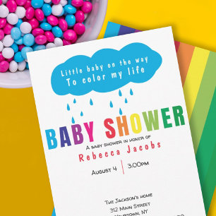 Rainbow color baby shower invitation