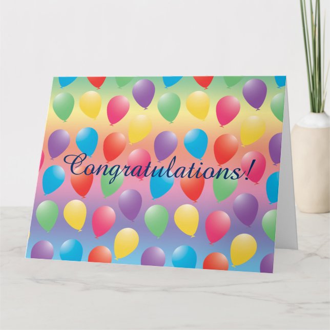 Rainbow Color Balloons Greeting Card or Note Card (Front)