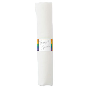 Rainbow Color block Stripes Napkin Bands