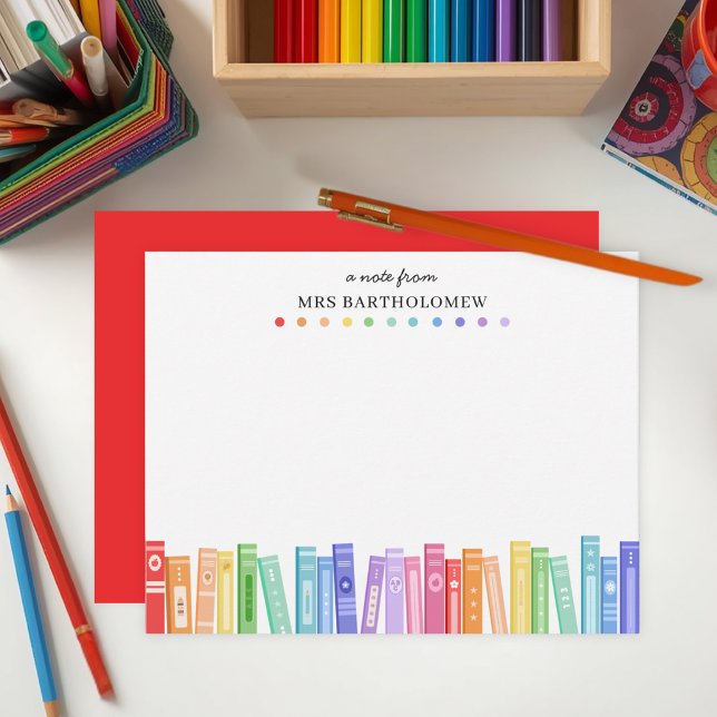 Rainbow Color Books Custom Book Lover's  Note Card (Creator Uploaded)
