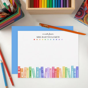 Rainbow Color Books Custom School Teacher's Note Card