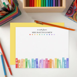 Rainbow Color Books Custom School Teacher's Note Card