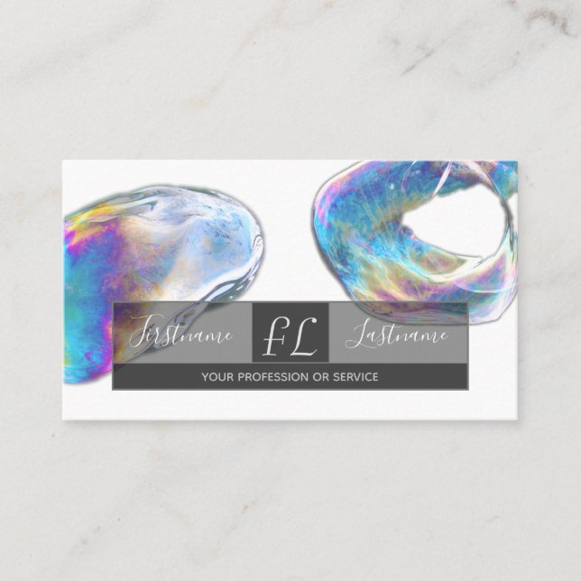 Rainbow color bubble mental health coach monogram  business card (Front)