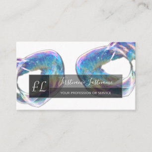 Rainbow color bubble organic yoga teacher monogram business card