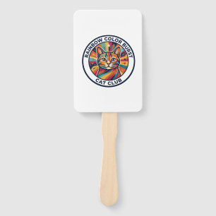 Rainbow Color Burst Cat Cute Kitty Design - Rainbo Hand Fan