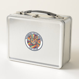 Rainbow Color Burst Cat Cute Kitty Design - Rainbo Metal Lunch Box