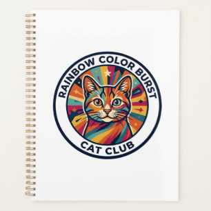 Rainbow Color Burst Cat Cute Kitty Design - Rainbo Planner
