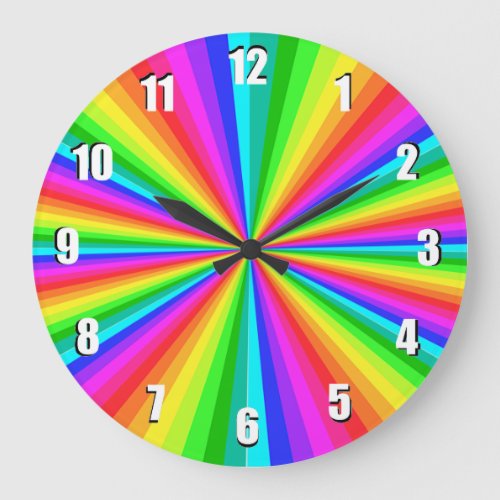 Rainbow Color Burst Rainbow Wall Clock