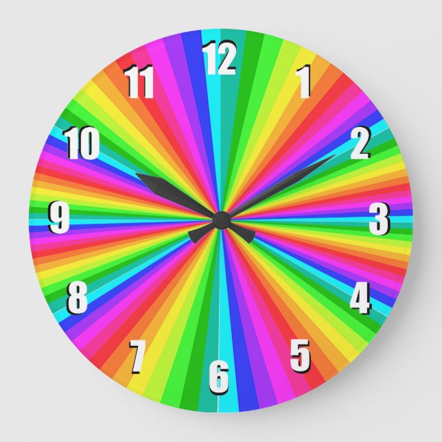 Rainbow Color Burst Rainbow Wall Clock (Front)